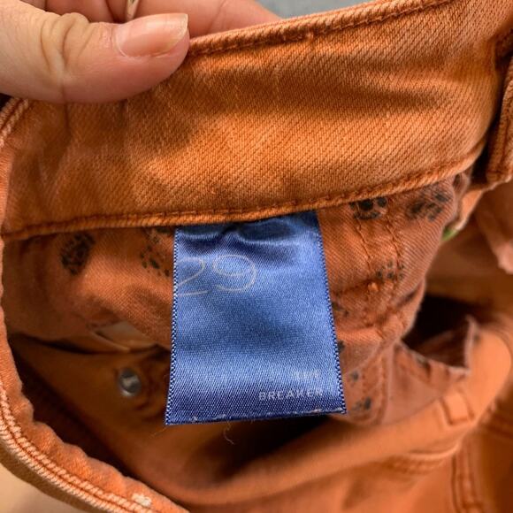 Pilcro Jeans Womens 29 Orange Denim Breaker Relaxed Barrel Crop High Rise *READ - Picture 8 of 13